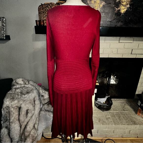 MAX STUDIO Fitted Knit Stretch Delores’s Autumn Rust Long Sleeve Size Large - Picture 5 of 9